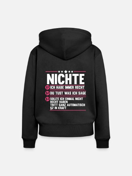 Nichte - Frauen Premium Bio Zip Hoodie - Schwarz