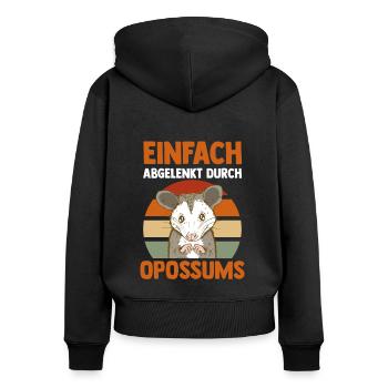 Opossum - Frauen Premium Bio Zip Hoodie - Schwarz - Hinten - Julia (174cm)