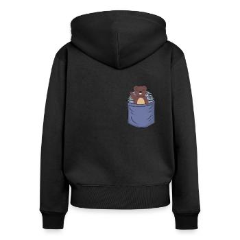 Porcupine Chest Pocket Hystricidae Spiked Animal - Women's Premium Organic Zip Hoodie - black - Back - Julia (174cm)