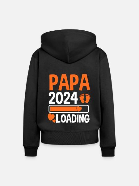 Werdender Papa 2025 - Frauen Premium Bio Zip Hoodie - Schwarz