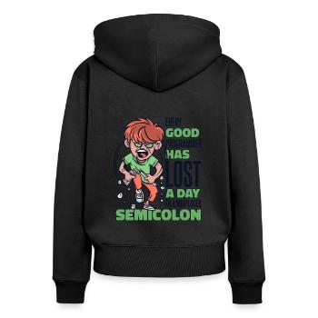 A perdu un jour à cause d’un codeur de points-virgules égaré - Sweat à capuche zippé Premium bio Femme - noir - Dos - Julia (174cm)