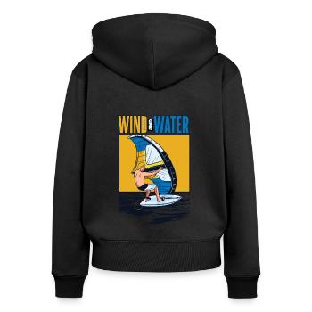 Wind And Water Surfer Surfer Water Sports - Women's Premium Organic Zip Hoodie - black - Back - Julia (174cm)
