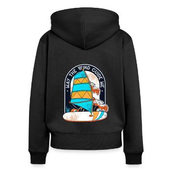 Que le vent me guide Surfeur Sports nautiques - Sweat à capuche zippé Premium bio Femme - noir - Dos - Julia (174cm)