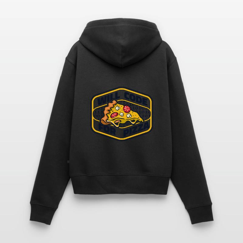 Will Code For Pizza Developer Coder Programmer Sweat à capuche zippé Premium bio Femme
