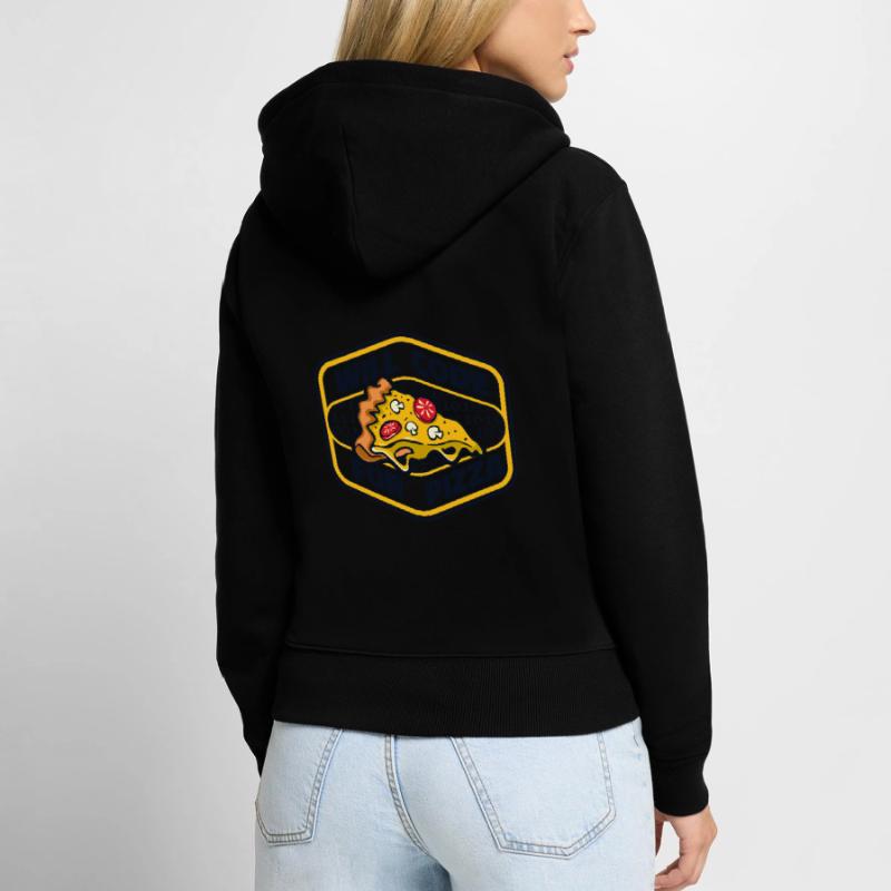 Will Code For Pizza Developer Coder Programmer Sweat à capuche zippé Premium bio Femme