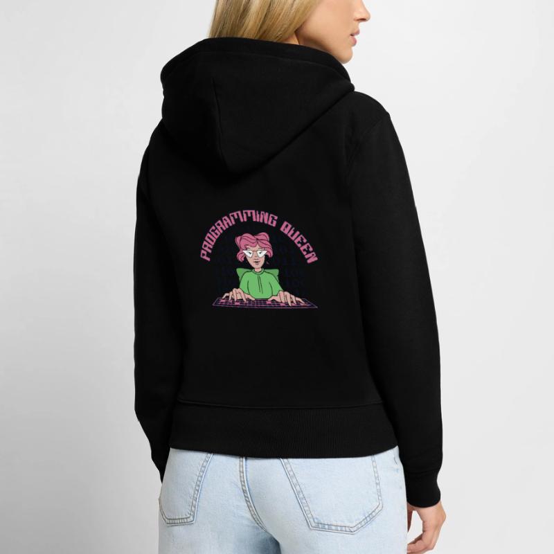 Programming Queen Softwareentwickler Developer Frauen Premium Bio Zip Hoodie