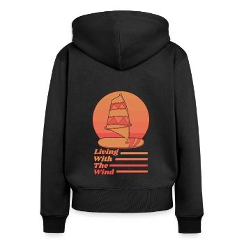 Living With The Wind Surfer Water Sports Windsurfing - Women's Premium Organic Zip Hoodie - black - Back - Julia (174cm)
