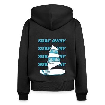 Surf Away With Me Wellenreiter Surfer Wassersport - Frauen Premium Bio Zip Hoodie - Schwarz - Hinten - Julia (174cm)