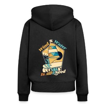 Wind And Water Is All I Need Surfer Wassersport - Frauen Premium Bio Zip Hoodie - Schwarz - Hinten - Julia (174cm)