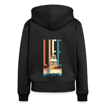La vie serait ennuyeuse sans le véliplanchiste - Sweat à capuche zippé Premium bio Femme - noir - Dos - Julia (174cm)