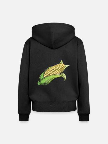 Maiskolben Mais - Frauen Premium Bio Zip Hoodie - Schwarz