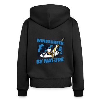 Windsurfer By Nature Surfer Sports nautiques Planche à voile - Sweat à capuche zippé Premium bio Femme - noir - Dos - Julia (174cm)