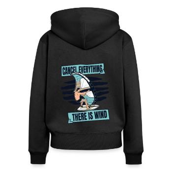 Annuler tout ce qu’il y a de sports nautiques éoliens - Sweat à capuche zippé Premium bio Femme - noir - Dos - Julia (174cm)