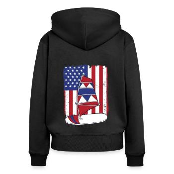 Windsurfing American Flag Wellenreiter Surfer - Frauen Premium Bio Zip Hoodie - Schwarz - Hinten - Julia (174cm)
