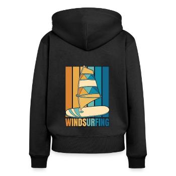 Retro Sports nautiques Surfeurs Surfeurs Planche à voile - Sweat à capuche zippé Premium bio Femme - noir - Dos - Julia (174cm)