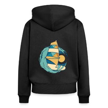 Wellenreiter Surfer Wassersport Windsurflehrer - Frauen Premium Bio Zip Hoodie - Schwarz - Hinten - Julia (174cm)