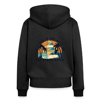 Il est temps de revenir sur la planche Surfer - Sweat à capuche zippé Premium bio Femme - noir - Dos - Julia (174cm)
