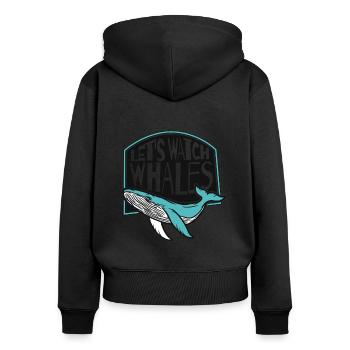 Let's Watch Whales Blue Beluga Cetacea Whale - Women's Premium Organic Zip Hoodie - black - Back - Julia (174cm)