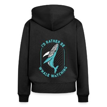 I'd Rather Be Whale Watching Cachalot Cetacea - Women's Premium Organic Zip Hoodie - black - Back - Julia (174cm)