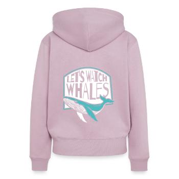 Regardons les baleines béluga bleu Cétacé Baleine - Sweat à capuche zippé Premium bio Femme - rose poudré - Dos - Julia (174cm)
