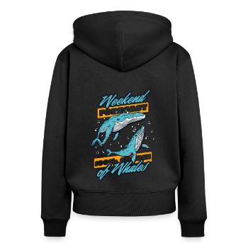 100% Chance Of Whales Blue Beluga Cetacea Whale - Women's Premium Organic Zip Hoodie - black - Back - Julia (174cm)