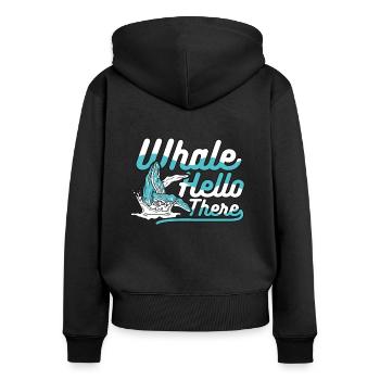 Whale Hello There Blue Beluga Cachalot Whale - Women's Premium Organic Zip Hoodie - black - Back - Julia (174cm)