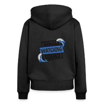 Whale Watching Squad Blue Beluga Cetacea Whale - Women's Premium Organic Zip Hoodie - black - Back - Julia (174cm)