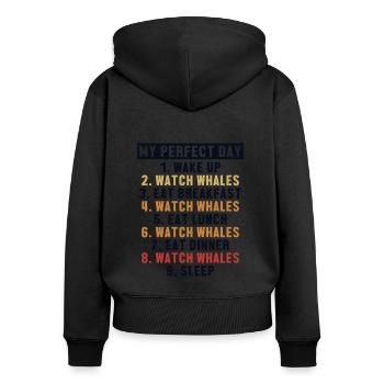 Beobachten Sie Wale Perfect Day Blue Beluga Cachalot - Frauen Premium Bio Zip Hoodie - Schwarz - Hinten - Julia (174cm)
