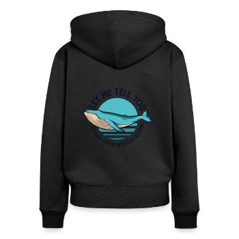 Permettez-moi de parler des cétacés qui se nourrissent à bouche ouverte - Sweat à capuche zippé Premium bio Femme - noir - Dos - Julia (174cm)