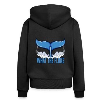 What The Fluke Blue Beluga Cachalot Cetacea Whale - Women's Premium Organic Zip Hoodie - black - Back - Julia (174cm)