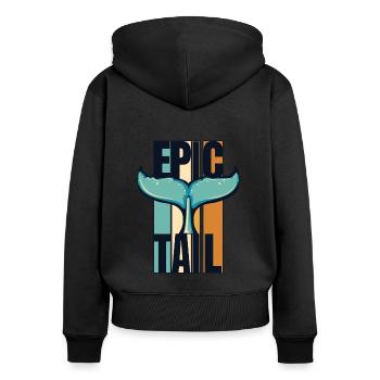 Epic Tail Blue Beluga Cetacea Cachalot Whale - Women's Premium Organic Zip Hoodie - black - Back - Julia (174cm)