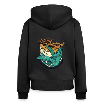 Whale Watching Is Always Breach-Taking Whale - Women's Premium Organic Zip Hoodie - black - Back - Julia (174cm)
