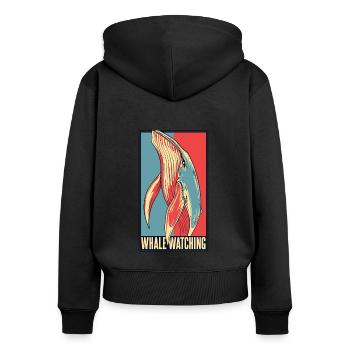Whale Portrait Blue Beluga Cachalot Cetacea Whale - Women's Premium Organic Zip Hoodie - black - Back - Julia (174cm)