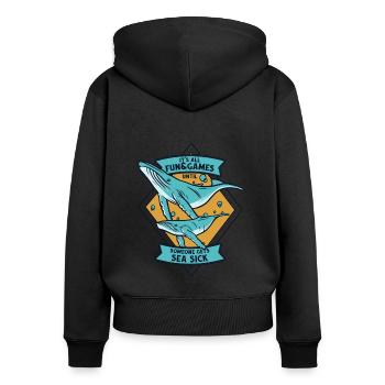 Until Someone Get's Sea Sick Cetacea Cachalot - Women's Premium Organic Zip Hoodie - black - Back - Julia (174cm)