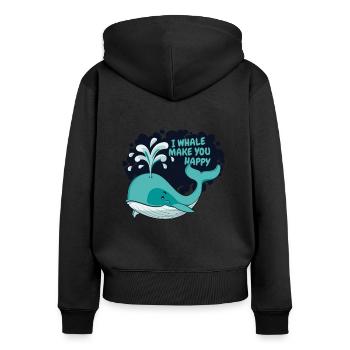 Ich Wal mach dich glücklich Blauer Beluga-Cachalot-Wal - Frauen Premium Bio Zip Hoodie - Schwarz - Hinten - Julia (174cm)