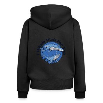 I Whale Wait For You Blauer Beluga-Cachalot-Wal - Frauen Premium Bio Zip Hoodie - Schwarz - Hinten - Julia (174cm)