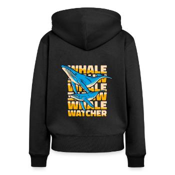 Whale Watcher Béluga bleu Cetacea Cachalot Whale - Sweat à capuche zippé Premium bio Femme - noir - Dos - Julia (174cm)