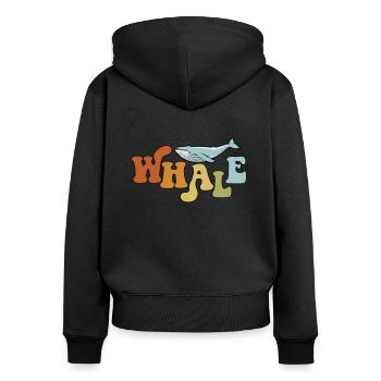 Retro Blue Beluga Cetacea Cachalot Watcher Whale - Women's Premium Organic Zip Hoodie - black - Back - Julia (174cm)