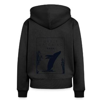 Whale Watching Chinese Hanzi Cetacea Cachalot - Women's Premium Organic Zip Hoodie - black - Back - Julia (174cm)