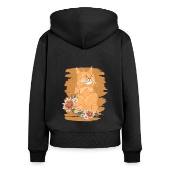 Miezekatze Kätzchen Hauskatze Katzenliebhaber - Frauen Premium Bio Zip Hoodie - Schwarz - Hinten - Julia (174cm)