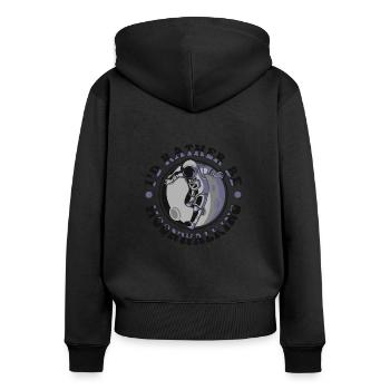 I'd Rather Be Moonwalking Cosmonaut Spaceship - Women's Premium Organic Zip Hoodie - black - Back - Julia (174cm)