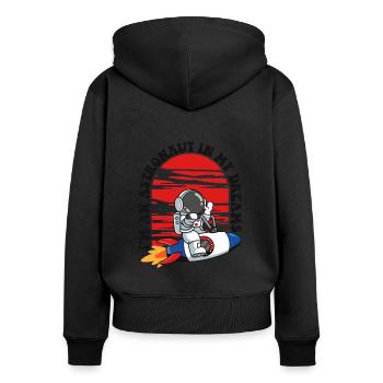 Je suis un astronaute dans mes rêves Cosmonaute - Sweat à capuche zippé Premium bio Femme - noir - Dos - Julia (174cm)