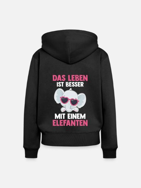 Elefant Elefanten - Frauen Premium Bio Zip Hoodie - Schwarz