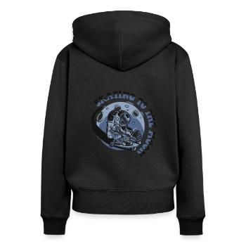Skating To The Moon Cosmonaut Spaceship - Women's Premium Organic Zip Hoodie - black - Back - Julia (174cm)