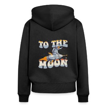 Vers la Lune Vaisseau spatial Taikonaut Cosmonaute - Sweat à capuche zippé Premium bio Femme - noir - Dos - Julia (174cm)