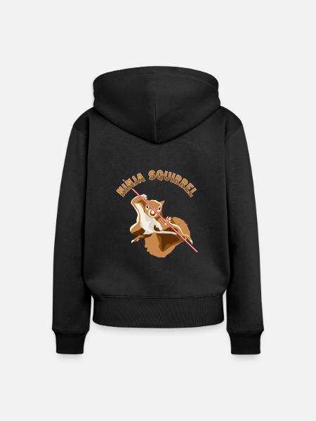 Ninja Squirrel Squirrel Fuchshörnchen Eichhörnchen - Frauen Premium Bio Zip Hoodie - Schwarz