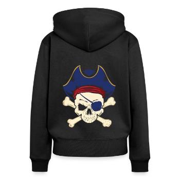 Piraten Augenklappe Pirat Seeräuber - Frauen Premium Bio Zip Hoodie - Schwarz - Hinten - Julia (174cm)