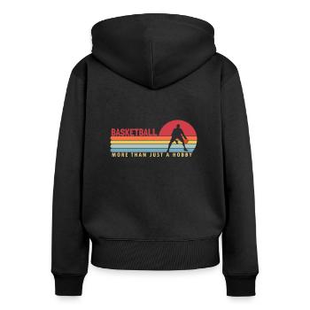 Basketball more than a Hobby Basketballer - Frauen Premium Bio Zip Hoodie - Schwarz - Hinten - Julia (174cm)