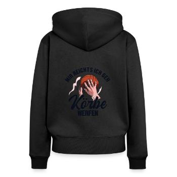 Mir reichts ich geh Körbe werfen Basketballer - Frauen Premium Bio Zip Hoodie - Schwarz - Hinten - Julia (174cm)