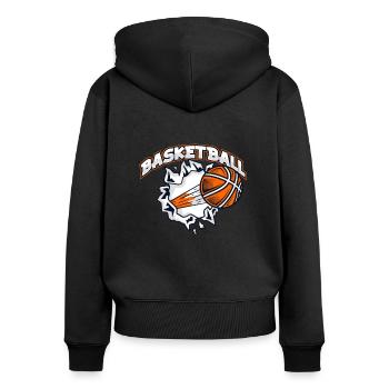 Joueur de basket-ball Joueur de basket-ball Panier de basket-ball - Sweat à capuche zippé Premium bio Femme - noir - Dos - Julia (174cm)